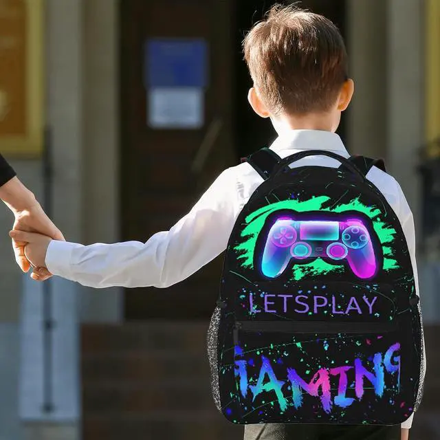 Alt view image 3 of 7 - Abstract Gamepad Backpack Games Gaming Travel Laptop Backpack Water Resistant Bags Bookbag Travel Hiking Camping Daypack for Adults Teens Boys Girls