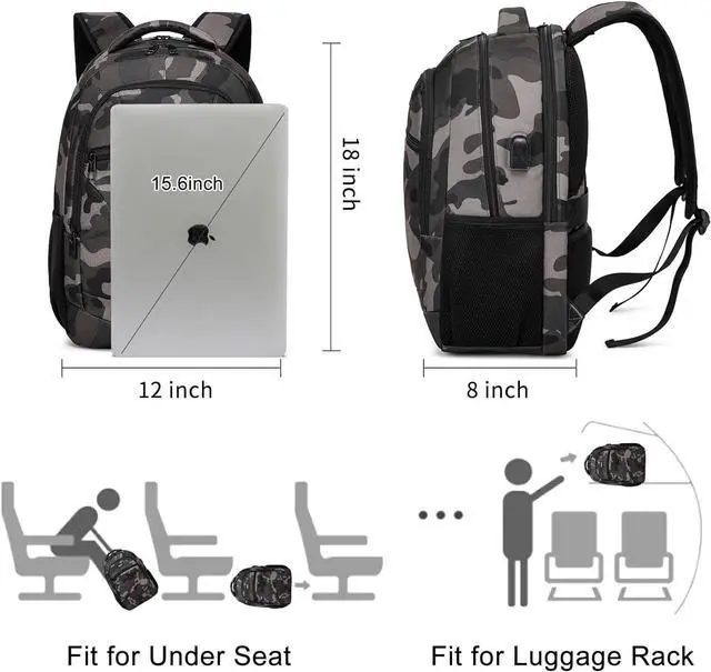 Alt view image 4 of 7 - BIKROD Backpack for Boys Men, School Backpack for Teens Girls, Lightweight Casual High School Bookbag, Daily-use Travel Laptop Backpack with USB Charging Port Fits 15.6 Inch Notebook