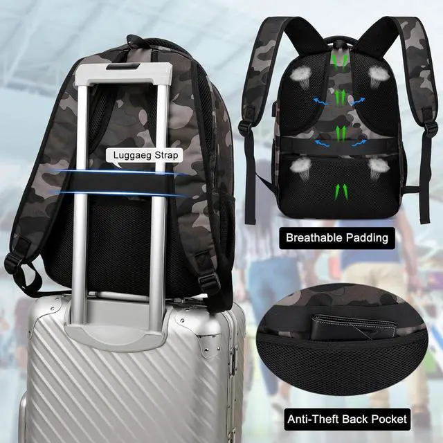 Alt view image 6 of 7 - BIKROD Backpack for Boys Men, School Backpack for Teens Girls, Lightweight Casual High School Bookbag, Daily-use Travel Laptop Backpack with USB Charging Port Fits 15.6 Inch Notebook