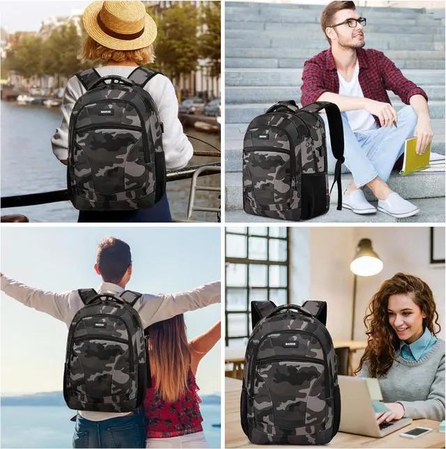 Alt view image 7 of 7 - BIKROD Backpack for Boys Men, School Backpack for Teens Girls, Lightweight Casual High School Bookbag, Daily-use Travel Laptop Backpack with USB Charging Port Fits 15.6 Inch Notebook