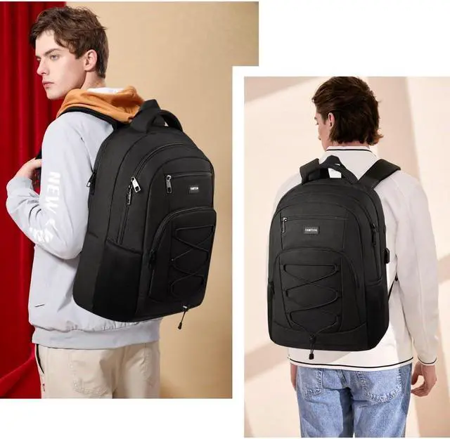 Alt view image 2 of 7 - YAMTION 17.3 Inch School Backpack for Men and Women,College Bookbag Teens Laptop Backpack Schoolbag with USB Port for Students Work Business Office