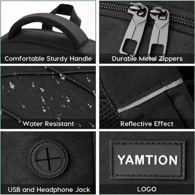 Alt view image 4 of 7 - YAMTION 17.3 Inch School Backpack for Men and Women,College Bookbag Teens Laptop Backpack Schoolbag with USB Port for Students Work Business Office
