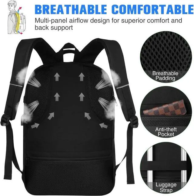 Alt view image 6 of 7 - YAMTION 17.3 Inch School Backpack for Men and Women,College Bookbag Teens Laptop Backpack Schoolbag with USB Port for Students Work Business Office