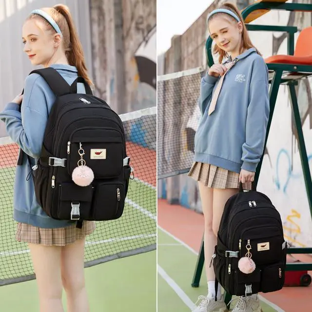 Alt view image 2 of 6 - LXYGD Laptop Backpack 15.6 Inch Kids Elementary Middle High School Bag College Backpacks Anti Theft Travel Back Pack Large Bookbags for Teens Girls Women Students (Black)