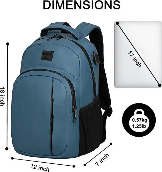 Alt view image 5 of 6 - Goloni 15.6 Travel Laptop Backpack with USB Charging Port, Men Man Women Back Pack,Work,Casual College,High Schol Book Bag for Teens Lightweight Waterproof Casual Notebook Bag,Blue