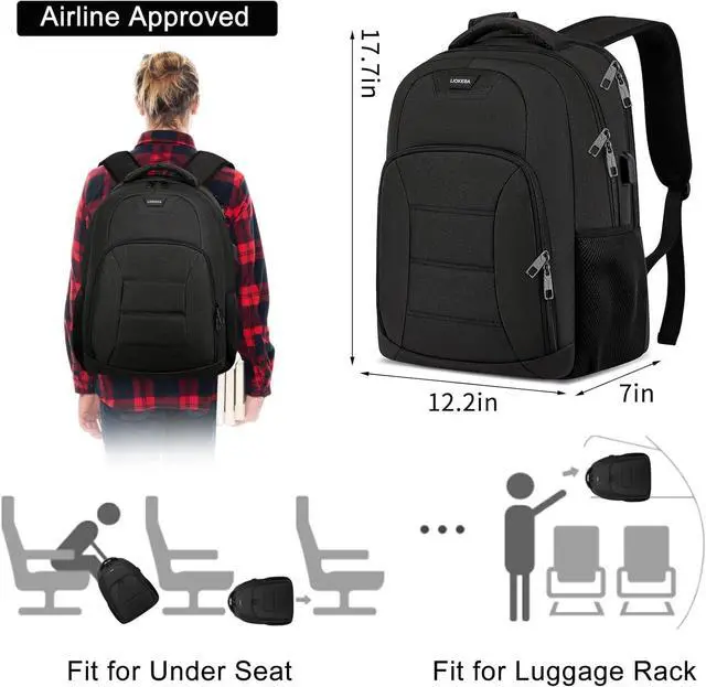 Alt view image 4 of 7 - School Backpacks for Teen Boys Girls, Laptop Backpack with USB Charging Port, 15.6 Inch Water Resistant College Bookbag Daypack for Men Women, Black
