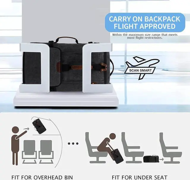 Alt view image 4 of 7 - G-FAVOR Travel Backpack for Men, 40L Flight Approved Carry On Backpack, Water Resistant Canvas Weekender with 17.3" Laptop Sleeve, Convertible Duffel Bag for Airplane, Business & Travel