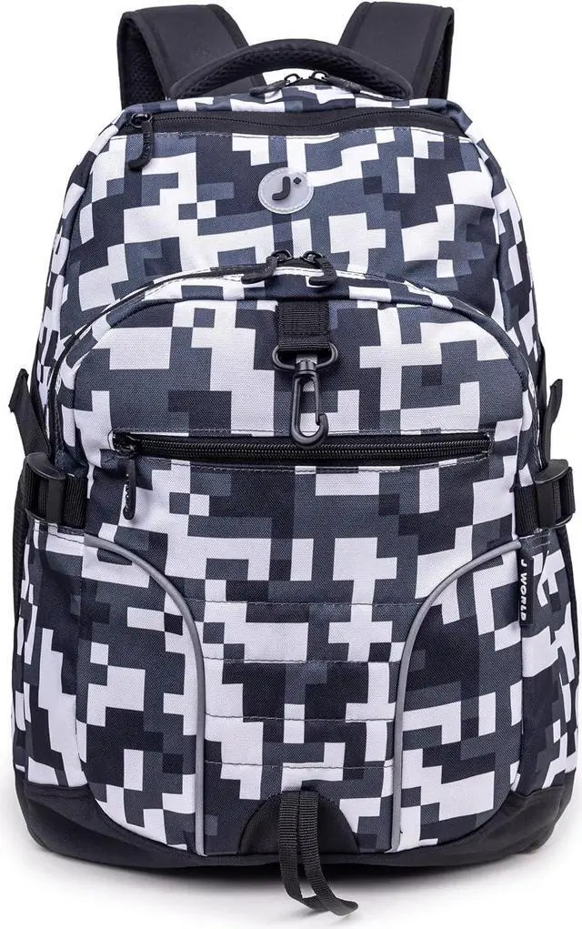 Main image of J World New York Atom Laptop Backpack Ergonomic Backpack for School with Air Mesh Padded Shoulder Straps 600D Polyester Work Backpack for Men and Women Stylish Design (CAMO)