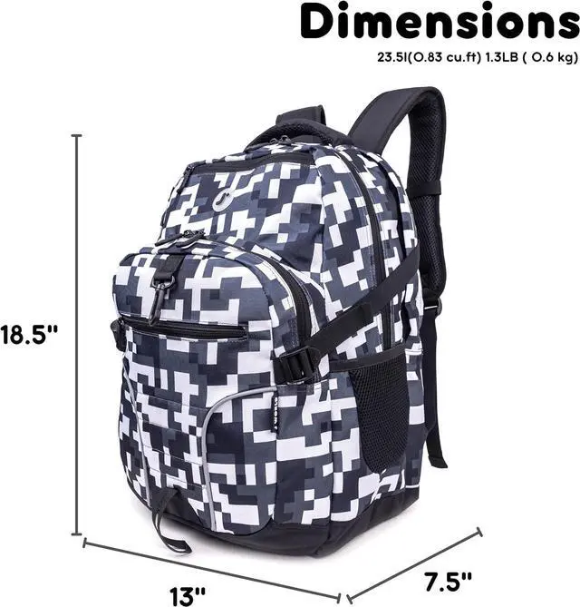 Alt view image 7 of 7 - J World New York Atom Laptop Backpack Ergonomic Backpack for School with Air Mesh Padded Shoulder Straps 600D Polyester Work Backpack for Men and Women Stylish Design (CAMO)
