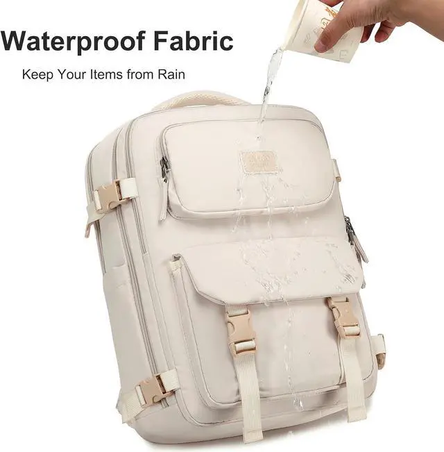 Alt view image 5 of 5 - Travel Laptop Backpack, Business Work Backpacks Large College Bookbag for Women Men Water Resistant Daypack Airline Approved Gym Bag Fits 17 Inch Notebook & Laptops - Beige