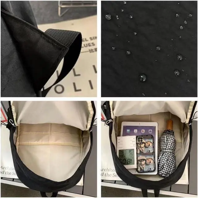 Alt view image 2 of 4 - Cute Y2K Aesthetic Backpack Stars Pattern Preppy Backpack Laptop Backpack Back to College Supplies (Black,One Size)
