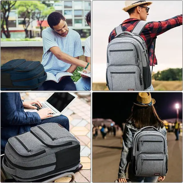 Alt view image 7 of 7 - BIKROD Backpack for Men, TSA Travel Backpack, College Backpacks Water Resistant Back Pack with USB Charging Port, Business Anti Theft Durable Computer Bag Gifts Fits 15.6 Inch Laptop, Grey
