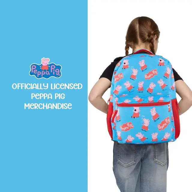 Alt view image 7 of 7 - Peppa Pig Backpack for Girls - Peppa, George, Mummy and Daddy - 16" Backpack For School - Front Pocket and Laptop Sleeve Backpack for Girls and Toddlers - Preschool and Elementary School Bag