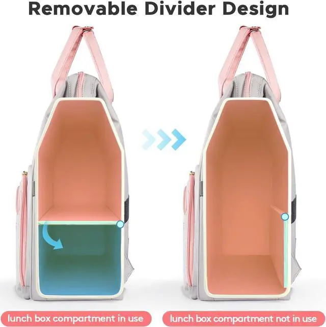Alt view image 3 of 6 - Kaome Lunch Backpack 15.6 Inch Laptop Backpack for Women with USB Port Nurse Gift Teacher Work Backpack Cooler Insulated Lunch Bag Waterproof Daypacks for Work Picnic Travel Anti-theft