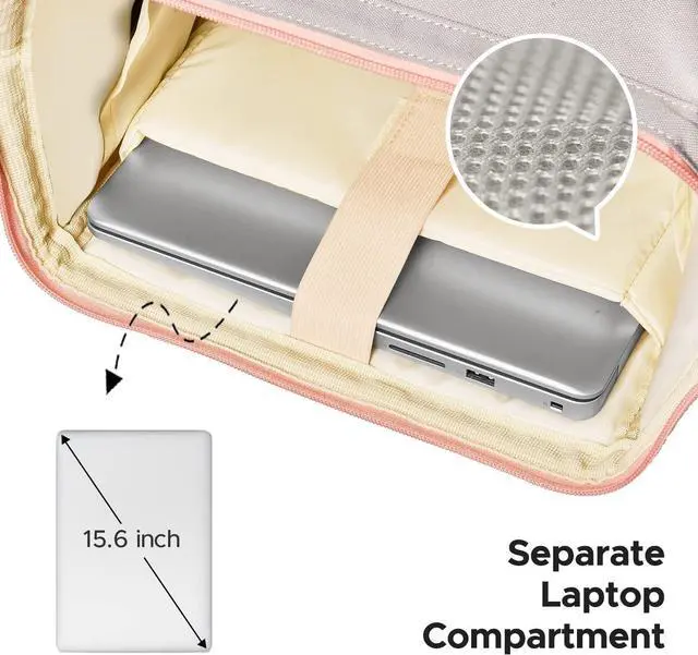 Alt view image 6 of 6 - Kaome Lunch Backpack 15.6 Inch Laptop Backpack for Women with USB Port Nurse Gift Teacher Work Backpack Cooler Insulated Lunch Bag Waterproof Daypacks for Work Picnic Travel Anti-theft