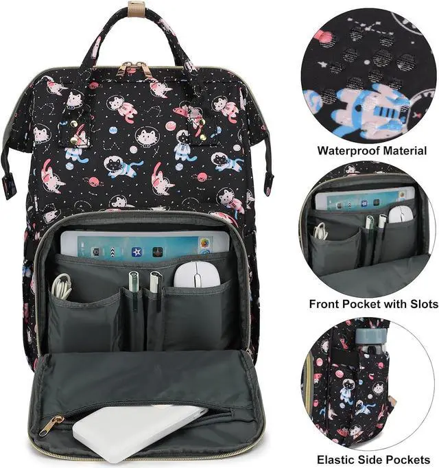 Alt view image 2 of 6 - Laptop Backpack for Women, College Bookbag School Backpack Work Business Travel 15.6 Inch Computer Backpacks (Cat)