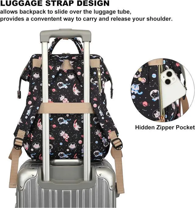 Alt view image 4 of 6 - Laptop Backpack for Women, College Bookbag School Backpack Work Business Travel 15.6 Inch Computer Backpacks (Cat)