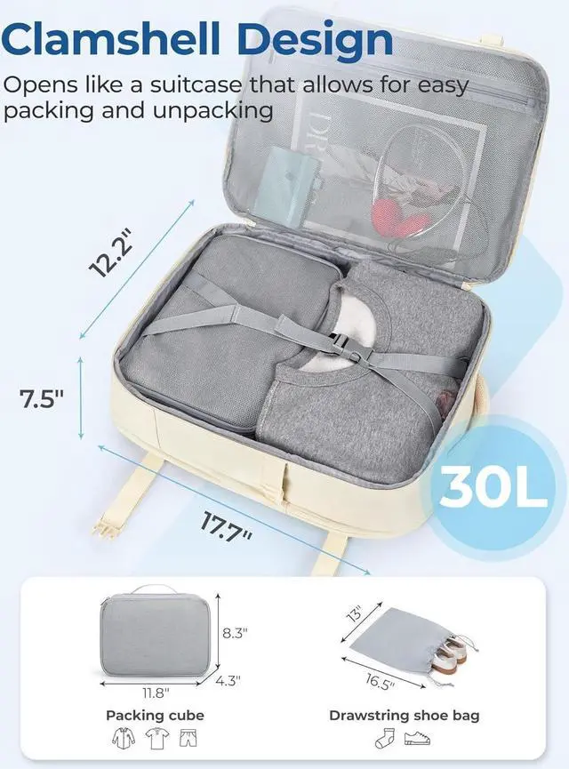 Alt view image 4 of 7 - BAGSMART Travel Backpack for Women, 30L Carry on Backpack for Airplanes