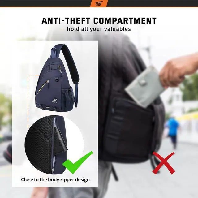 Alt view image 3 of 6 - SKYSPER Sling Laptop Bag (Up to 13 Inch) - 18L Crossbody Sling Backpack Travel Shoulder Bag Hiking Daypack for Men Women(Navyblue)