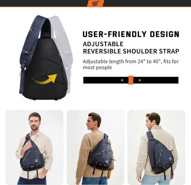 Alt view image 6 of 6 - SKYSPER Sling Laptop Bag (Up to 13 Inch) - 18L Crossbody Sling Backpack Travel Shoulder Bag Hiking Daypack for Men Women(Navyblue)
