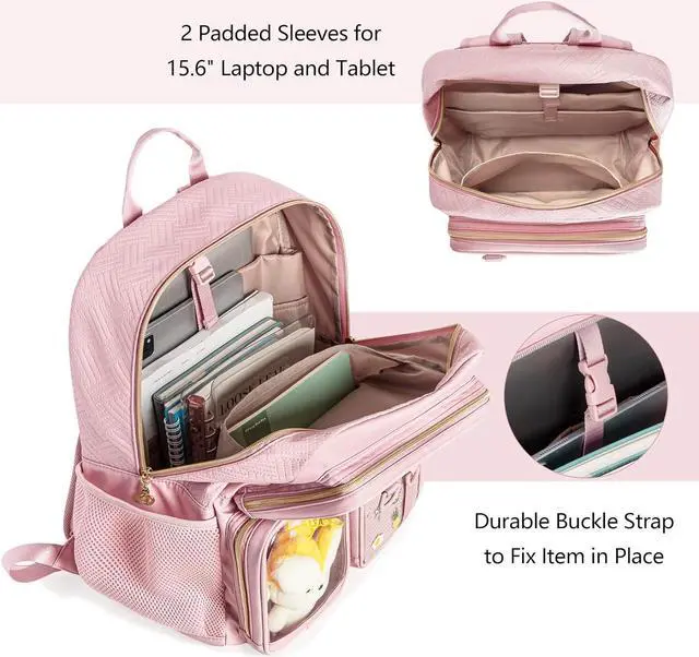 Alt view image 3 of 6 - Ita Bag Pin Display Backpack with Insert, Aesthetic Laptop Backpack | Ita Backpack with 3 Clear-Window Pockets, Laptop Sleeve, Kawaii Backpack for Cosplay & Concert(Pins NOT Included)