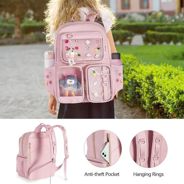 Alt view image 5 of 6 - Ita Bag Pin Display Backpack with Insert, Aesthetic Laptop Backpack | Ita Backpack with 3 Clear-Window Pockets, Laptop Sleeve, Kawaii Backpack for Cosplay & Concert(Pins NOT Included)