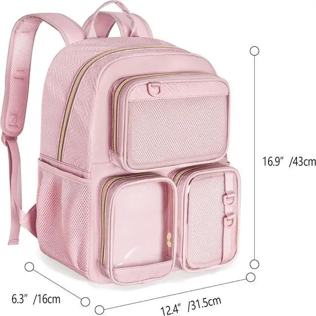 Alt view image 6 of 6 - Ita Bag Pin Display Backpack with Insert, Aesthetic Laptop Backpack | Ita Backpack with 3 Clear-Window Pockets, Laptop Sleeve, Kawaii Backpack for Cosplay & Concert(Pins NOT Included)