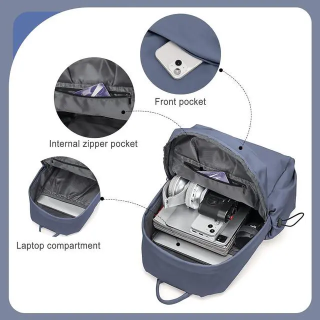 Alt view image 3 of 7 - Backpacks For School Bag School Backpack For College Backpacks Bookbag For Women Waterproof Gym Backpack For Men Book Bags Small Simple Bag Purplish Blue