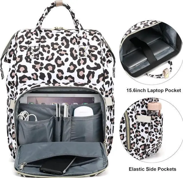 Alt view image 2 of 6 - Leopard Laptop Backpack for Women Men, 15.6 inch College School Backpack Bookbag for Work/School/Travel/Business
