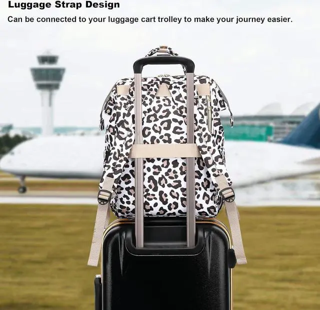 Alt view image 4 of 6 - Leopard Laptop Backpack for Women Men, 15.6 inch College School Backpack Bookbag for Work/School/Travel/Business