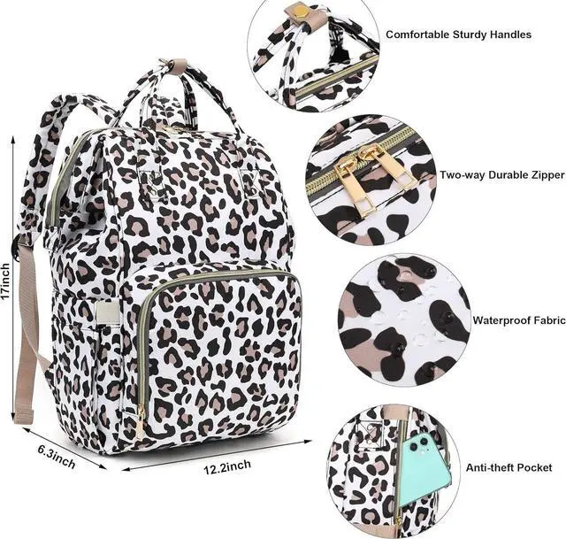 Alt view image 5 of 6 - Leopard Laptop Backpack for Women Men, 15.6 inch College School Backpack Bookbag for Work/School/Travel/Business