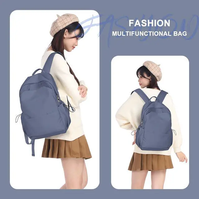 Alt view image 7 of 7 - Backpacks For School Bag School Backpack For College Backpacks Bookbag For Women Waterproof Gym Backpack For Men Book Bags Small Simple Bag Purplish Blue