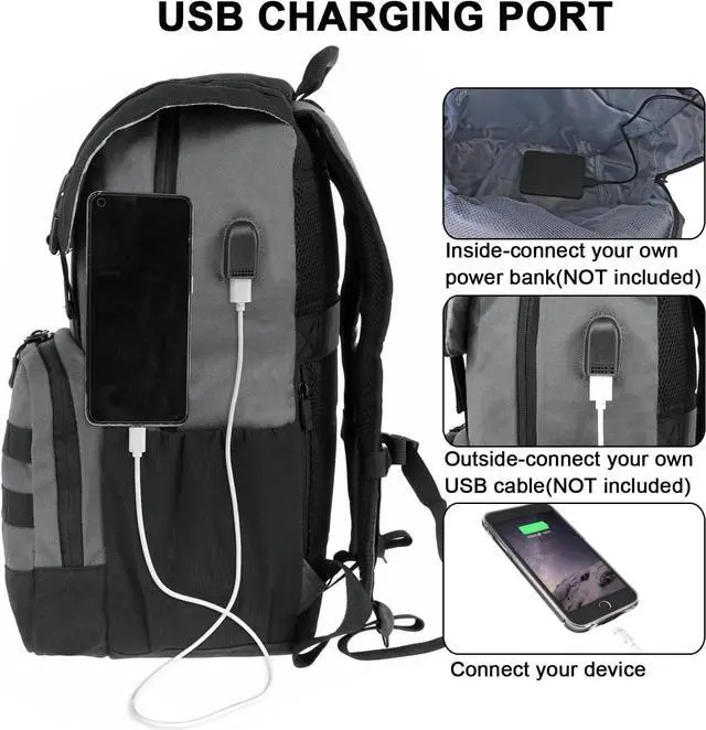 Alt view image 2 of 7 - WOLT Laptop Backpack with USB Charging Port Fits Up to 17 Inch Laptop, College Backpack for Men Women, Computer Business Bookbag, Grey