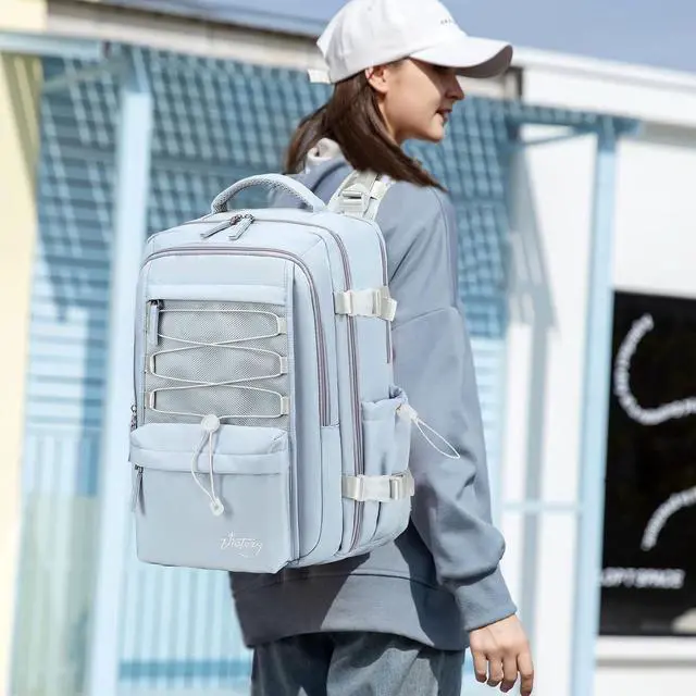Alt view image 6 of 6 - Travel Backpack for Women Men 15.6 Inch Laptop Backpacks with USB Port Carry on Backpack Flight Approved Large Back Pack College Bookbags Outdoor Sports Hiking Rucksack Casual Daypack ( Blue)