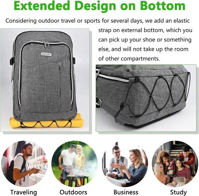 Alt view image 6 of 7 - Personal Item Travel Carry On Luggage Backpack for Women Men Flight Approved Casual Weekender Laptop Bag for College Business Outdoors Hiking Water Resistant Lightweight Daypack with USB Charging Port