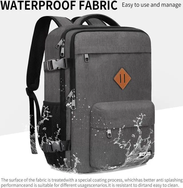 Alt view image 6 of 7 - Travel Backpack for Women,Carry On Bag for Airplanes,Large Personal Item Travel Bag Flight Approved,Waterproof 17.3 Inch Laptop Backpack Business Work Backpacks Men Mochila De Viaje,Grey