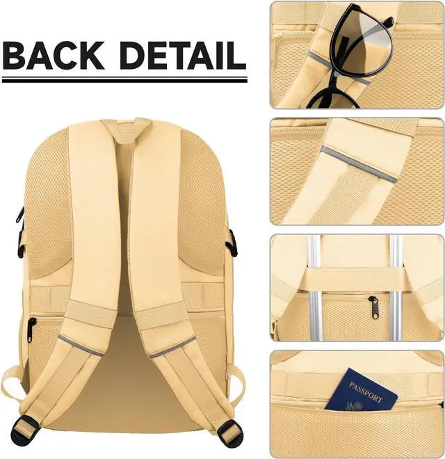 Alt view image 4 of 7 - Lapsouno Extra Large Backpack, Laptop Backpack, Carry on Backpack, Sturdy 17 Inch TSA Friendly with USB Port, College School Bag Gifts for Men Women, Light Yellow