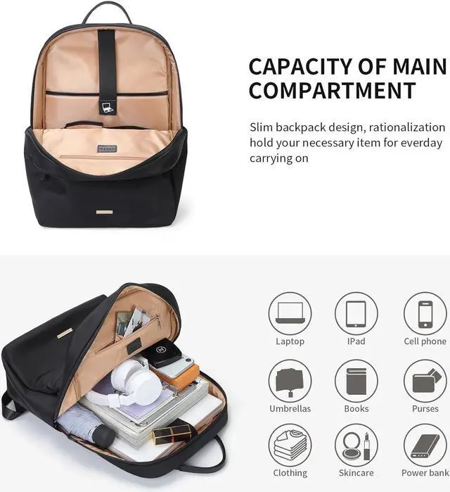 Alt view image 2 of 6 - GOLF SUPAGS Laptop Backpack for Women Slim Computer Bag Work Travel College Backpack Purse Fits 14 Inch Notebook (Black)