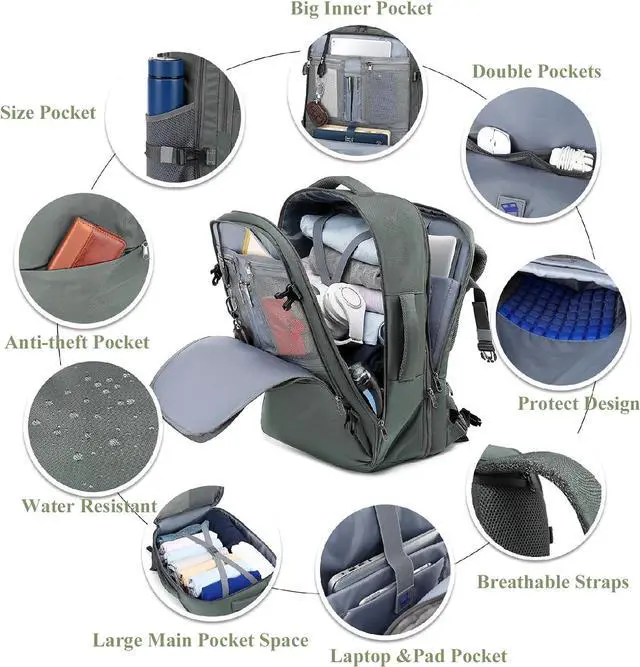 Alt view image 2 of 6 - MOLNIA Large Travel Backpack for Men Women,Waterproof Carry On Backpack,Laptop Backpack for College Travel Daily Work