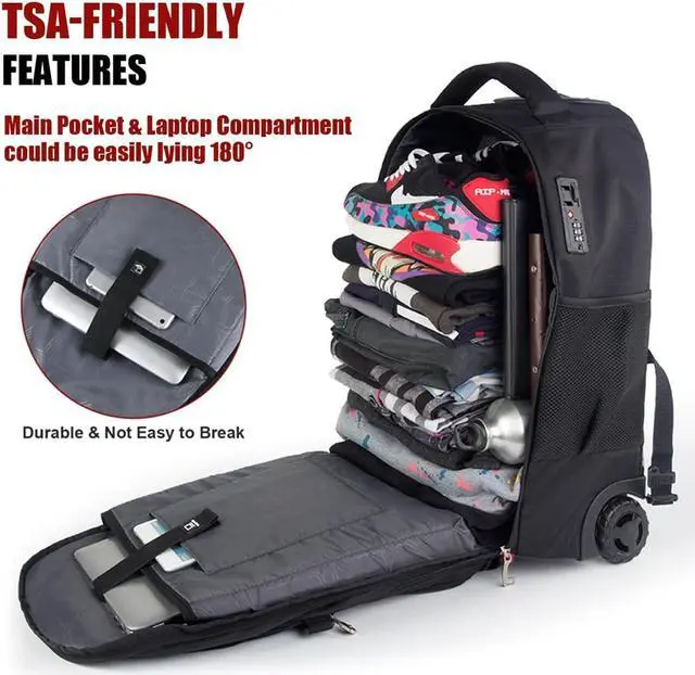 Alt view image 2 of 6 - star cloud 21x14x9 Rolling Backpack with Wheels - Water-Resistant, 17.3" Laptop Compartment, Ideal Carry-On for Overnight Travel, College, Work - Wheeled Business Backpack for Adults