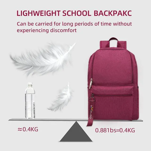 Alt view image 5 of 7 - OMOUBOI 14 inch Travel Laptop Backpack for Women Men Teen 20L Weekender Casual Daypacks Airline Approved Lightweight College School Bookbag Wine Red