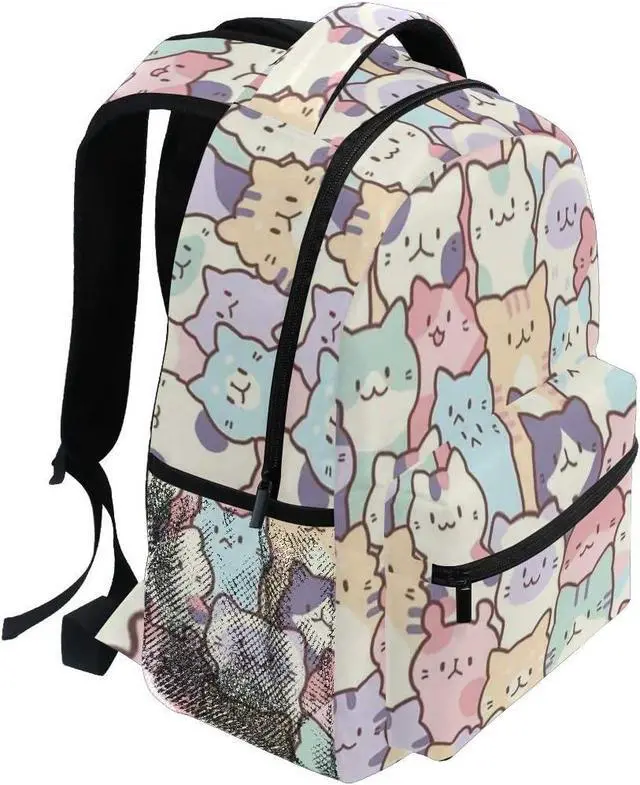 Alt view image 2 of 7 - Giwawa Colorful Cats Bookbag Cute Animal Pattern Schoolbag Business Laptop Roomy Backpack Bookbag for Hiking Traveling Camping One Size