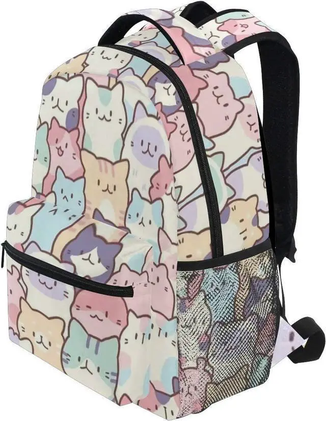Alt view image 3 of 7 - Giwawa Colorful Cats Bookbag Cute Animal Pattern Schoolbag Business Laptop Roomy Backpack Bookbag for Hiking Traveling Camping One Size