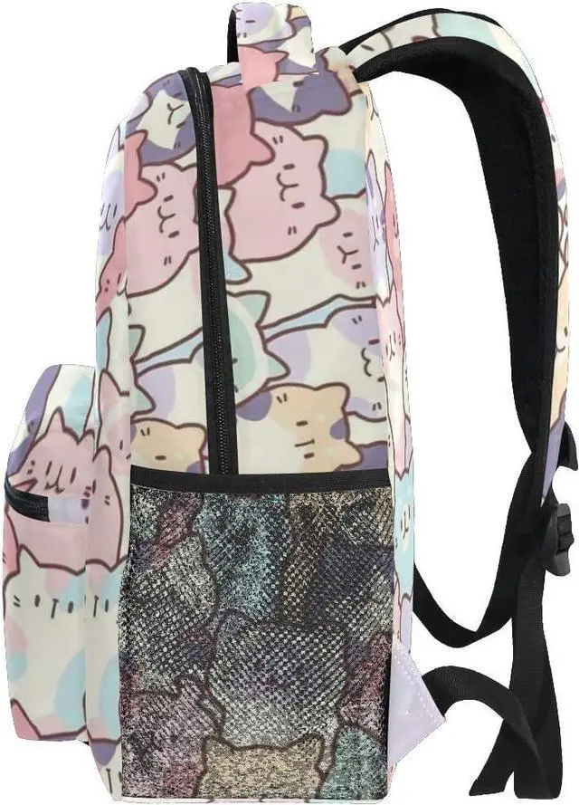 Alt view image 4 of 7 - Giwawa Colorful Cats Bookbag Cute Animal Pattern Schoolbag Business Laptop Roomy Backpack Bookbag for Hiking Traveling Camping One Size