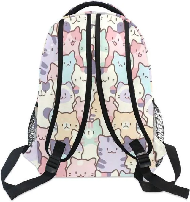 Alt view image 5 of 7 - Giwawa Colorful Cats Bookbag Cute Animal Pattern Schoolbag Business Laptop Roomy Backpack Bookbag for Hiking Traveling Camping One Size