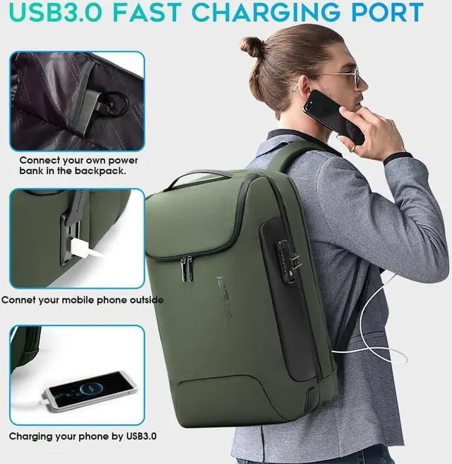 Alt view image 4 of 7 - BANGE Anti-Theft Backpack,Tech Backpacks, 17 Inch Laptop Backpack with USB3.0 Charging Port, Mens Travel Backpack for Men and Women