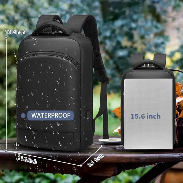 Alt view image 2 of 7 - Slim Laptop Backpack for Men 15.6 Inch Lightweght Business Backpack Waterproof Travel Backpack with USB Charger Port Computer Bag College Backpacks Gifts for Men Women
