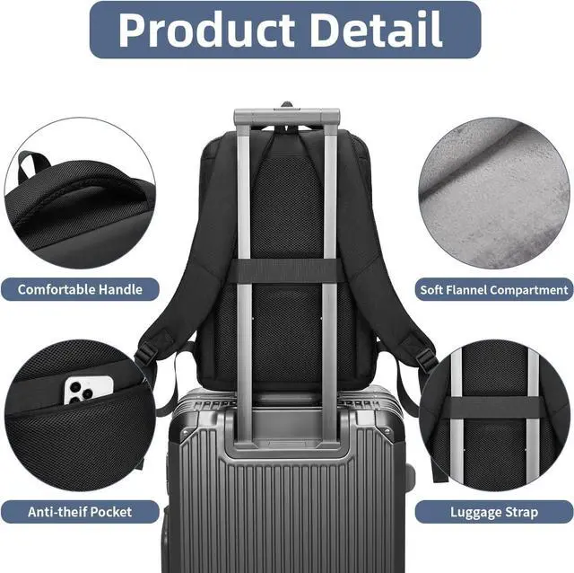 Alt view image 5 of 7 - Slim Laptop Backpack for Men 15.6 Inch Lightweght Business Backpack Waterproof Travel Backpack with USB Charger Port Computer Bag College Backpacks Gifts for Men Women