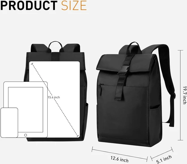 Alt view image 3 of 7 - Laptop Rolltop Backpack for Men-Water Resistant Bookbag Traveling Daypack