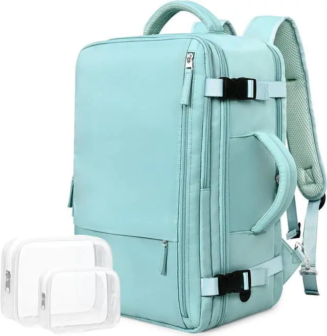 Main image of Travel Laptop Backpack Carry On Backpack for Men Women Flight Approved College School Computer Bag for Business Hiking Personal Item Backpack Fits 15.6 Inch Notebook Blue-Green